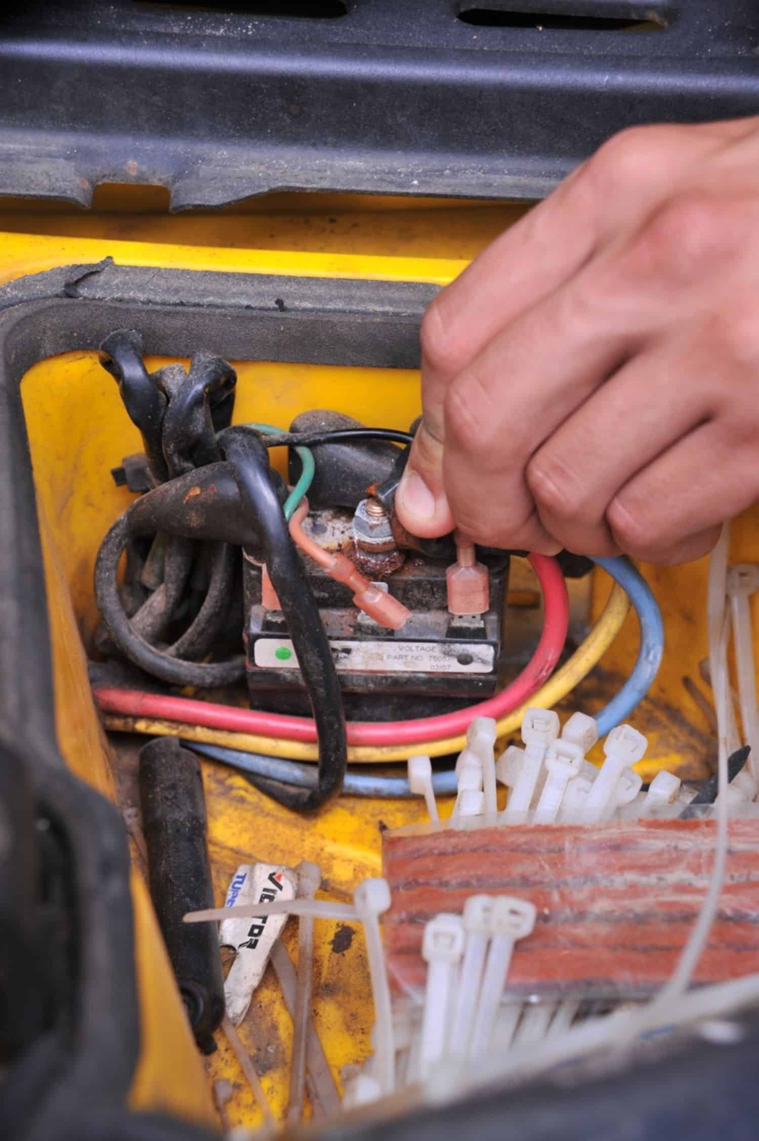 The corroded solenoid switch needs to be cleaned with sand paper and sealed with dielectric grease