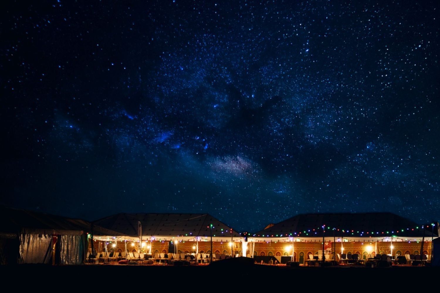 The peaceful atmosphere of the camp at night.
