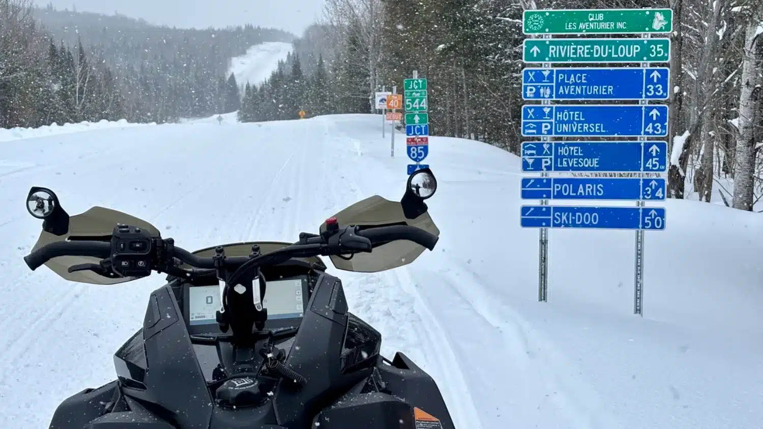 The snowmobile that refuses to choose between the trail and the woods.