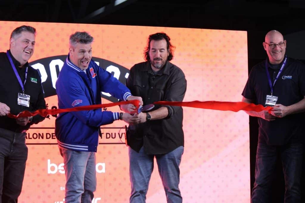 Ribbon cutting ceremony for the opening of the Expo Moto Québec motorcycle show