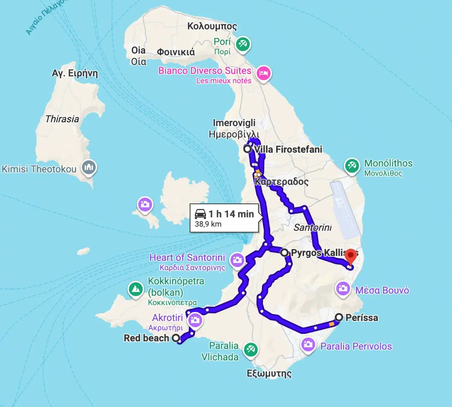 parcours Santorini